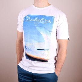 Koszulka męska z nadrukiem Quiksilver Classic Tee Finbox White - biała